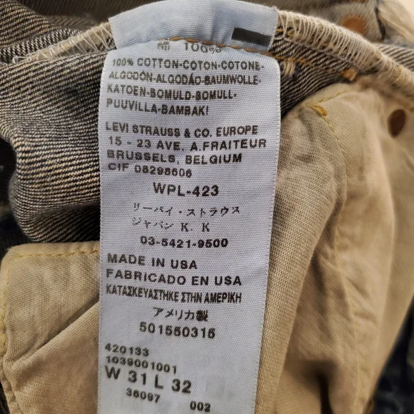 Levi's Big E Cropped Cuffed Selvedge Jean's Size 30x25.5 RARE